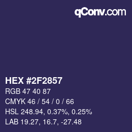 颜色代码: HEX #2F2857 | qconv.com