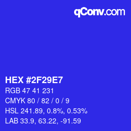Color code: HEX #2F29E7 | qconv.com
