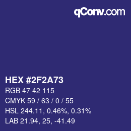 カラーコード: HEX #2F2A73 | qconv.com