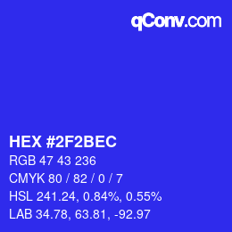 Color code: HEX #2F2BEC | qconv.com