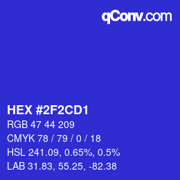 Color code: HEX #2F2CD1 | qconv.com