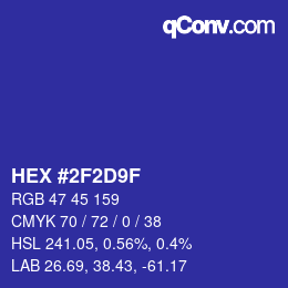 Color code: HEX #2F2D9F | qconv.com