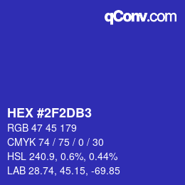 Color code: HEX #2F2DB3 | qconv.com