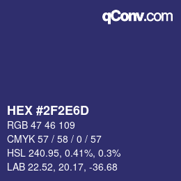 Color code: HEX #2F2E6D | qconv.com