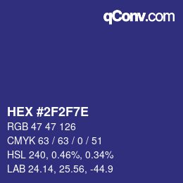 Color code: HEX #2F2F7E | qconv.com