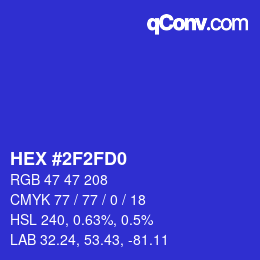颜色代码: HEX #2F2FD0 | qconv.com
