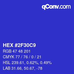 カラーコード: HEX #2F30C9 | qconv.com