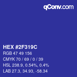 Color code: HEX #2F319C | qconv.com