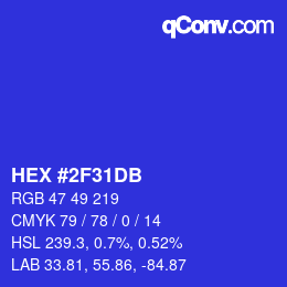 Color code: HEX #2F31DB | qconv.com