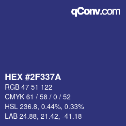 颜色代码: HEX #2F337A | qconv.com