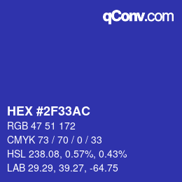 カラーコード: HEX #2F33AC | qconv.com