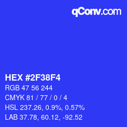 Color code: HEX #2F38F4 | qconv.com