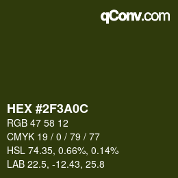 Color code: HEX #2F3A0C | qconv.com