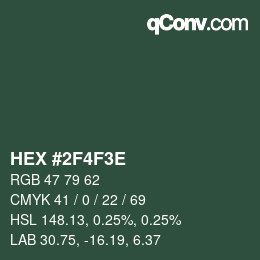 Color code: HEX #2F4F3E | qconv.com