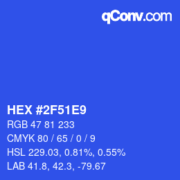 Farbcode: HEX #2F51E9 | qconv.com