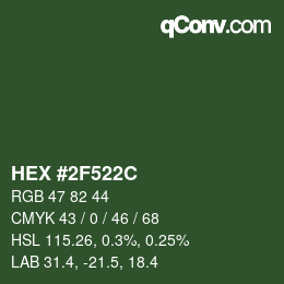Color code: HEX #2F522C | qconv.com