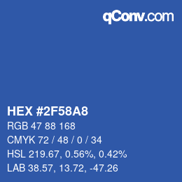颜色代码: HEX #2F58A8 | qconv.com