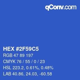 カラーコード: HEX #2F59C5 | qconv.com
