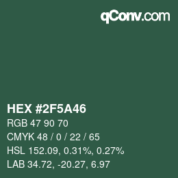 Color code: HEX #2F5A46 | qconv.com