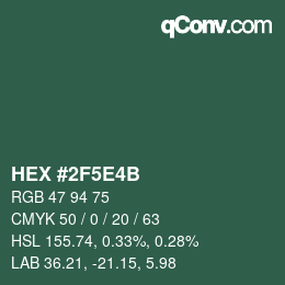 Color code: HEX #2F5E4B | qconv.com