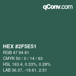 Color code: HEX #2F5E51 | qconv.com