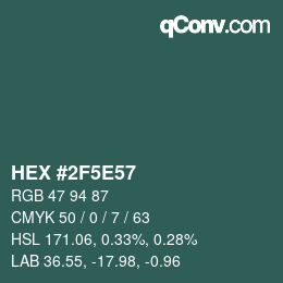Color code: HEX #2F5E57 | qconv.com