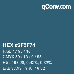 颜色代码: HEX #2F5F74 | qconv.com