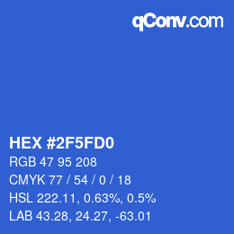 颜色代码: HEX #2F5FD0 | qconv.com