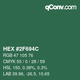 Color code: HEX #2F694C | qconv.com