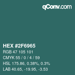 Color code: HEX #2F6965 | qconv.com