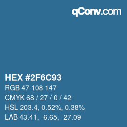 颜色代码: HEX #2F6C93 | qconv.com