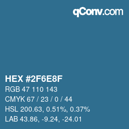 カラーコード: HEX #2F6E8F | qconv.com