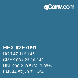 カラーコード: HEX #2F7091 | qconv.com