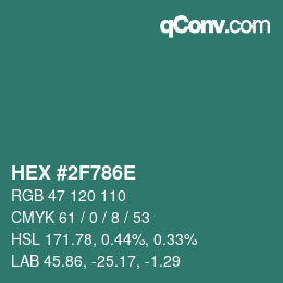 Color code: HEX #2F786E | qconv.com