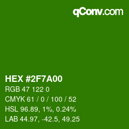 颜色代码: HEX #2F7A00 | qconv.com