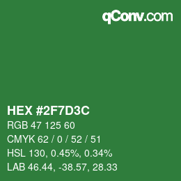 Color code: HEX #2F7D3C | qconv.com