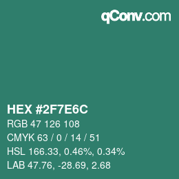 Color code: HEX #2F7E6C | qconv.com