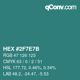 Color code: HEX #2F7E7B | qconv.com