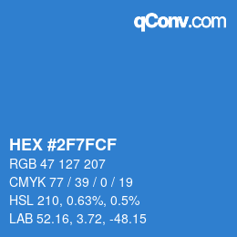 カラーコード: HEX #2F7FCF | qconv.com