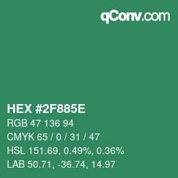 カラーコード: HEX #2F885E | qconv.com