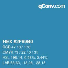 カラーコード: HEX #2F89B0 | qconv.com