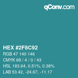 Color code: HEX #2F8C92 | qconv.com