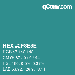 Color code: HEX #2F8E8E | qconv.com