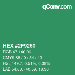 カラーコード: HEX #2F9260 | qconv.com