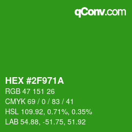 Color code: HEX #2F971A | qconv.com