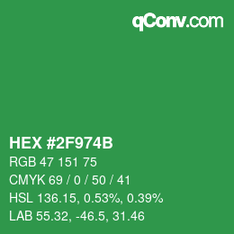 Color code: HEX #2F974B | qconv.com