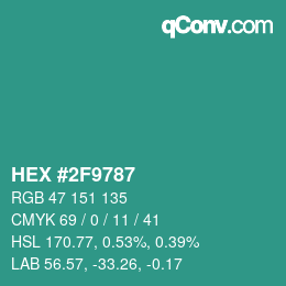 Color code: HEX #2F9787 | qconv.com