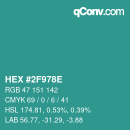 Color code: HEX #2F978E | qconv.com