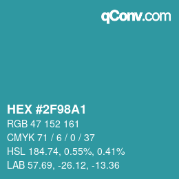 Color code: HEX #2F98A1 | qconv.com