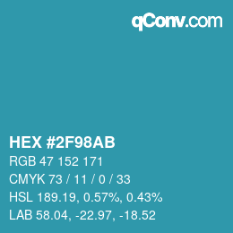 Color code: HEX #2F98AB | qconv.com